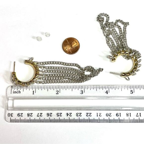 Anthropologie Earrings Mixed Metal Two Tone Kinks Thrills N15 - Picture 5 of 5